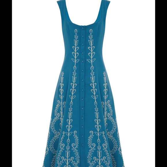 NWT Alemais Pale blue Embroidered Midi Dress - Picture 1 of 16